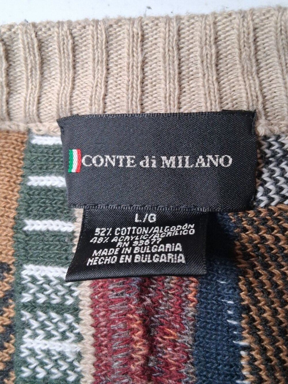 Vintage 1990s Conte di Milano Cardigan Sweater Vest Men Large 3D Knit Button Up - Picture 6 of 12